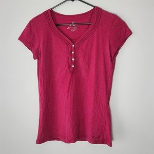 KUHL Burgundy Short Sleeved V-Neck Tee